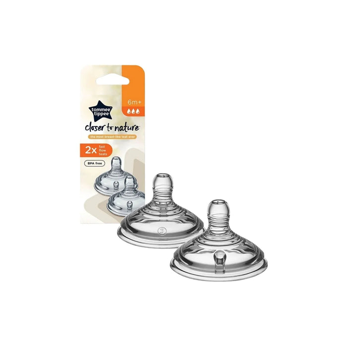 Tommee Tippee Closer to Nature Fast Flow Teats 6+ Months – Pack of 2