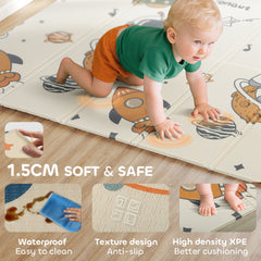 AIYAPLAY Double-Sided Space Baby Play Mat – 177 x 146 cm