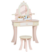 AIYAPLAY Kids Dressing Table with Mirror & Stool – Pink image 9