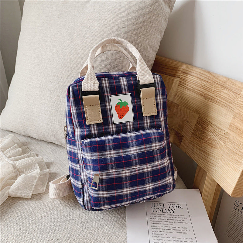 Kids Mini Checked Backpack – Cute Cartoon Rucksack