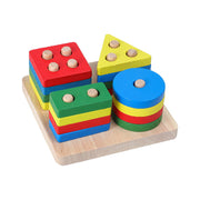 Wooden Toys Rattles Educational Toy Rainbow Blocks Montessori Baby Colorful Kids Music image 4