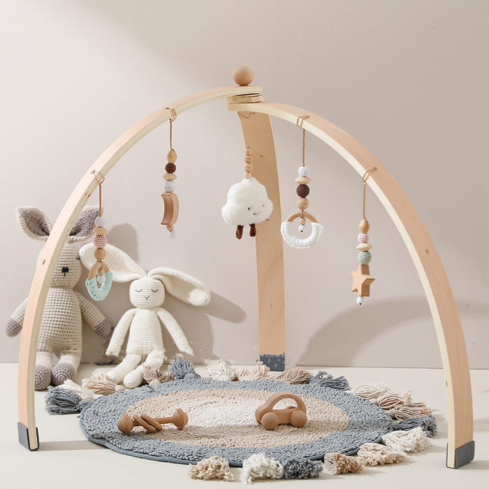 Wooden Baby Play Gym with Activity Toys