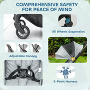 AIYAPLAY Lightweight Foldable Baby Stroller – Light Grey image 6