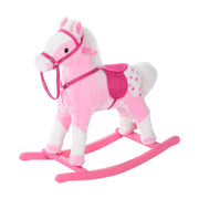 HOMCOM Plush Rocking Horse with Sound – Pink (3–6 Years) image 1