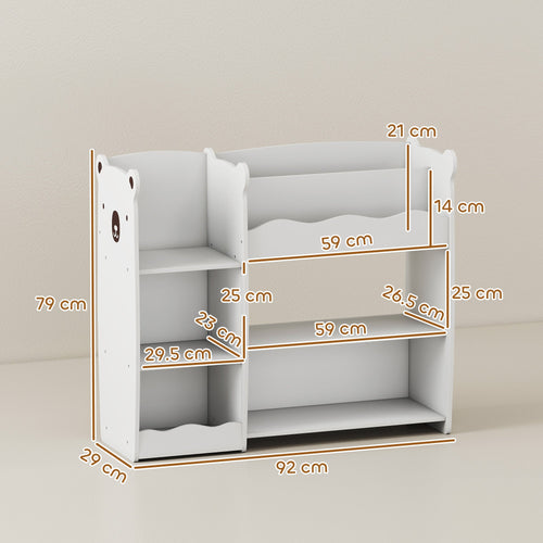 AIYAPLAY Kids Toy Storage Unit & Bookshelf – White