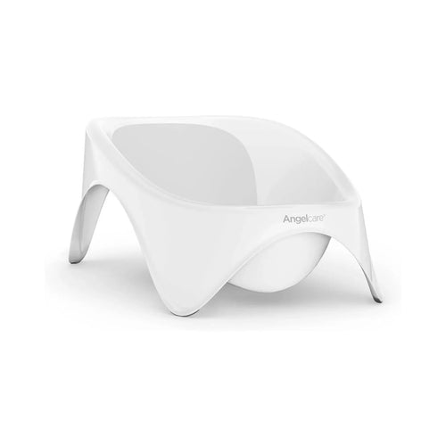 White Angelcare 2-in-1 baby bath tub with curved seat and angled support legs