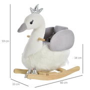 HOMCOM Plush Swan Rocking Horse with Sound – 18–36 Months image 3