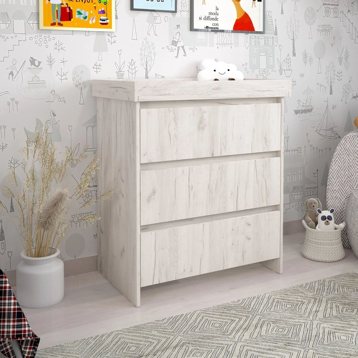 Shefa Kids 880 Baby Changing Unit – White Craft Oak