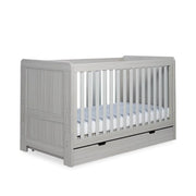 Ickle Bubba Pembrey Cot Bed & Under Drawer Ash Grey - Premium Sprung Mattress image 1