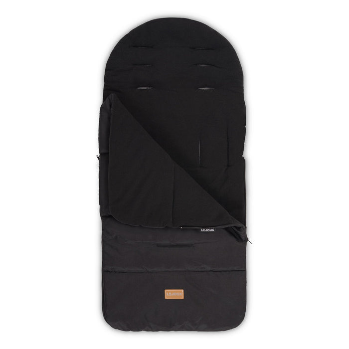 Black padded foot muff with arched top and front flap