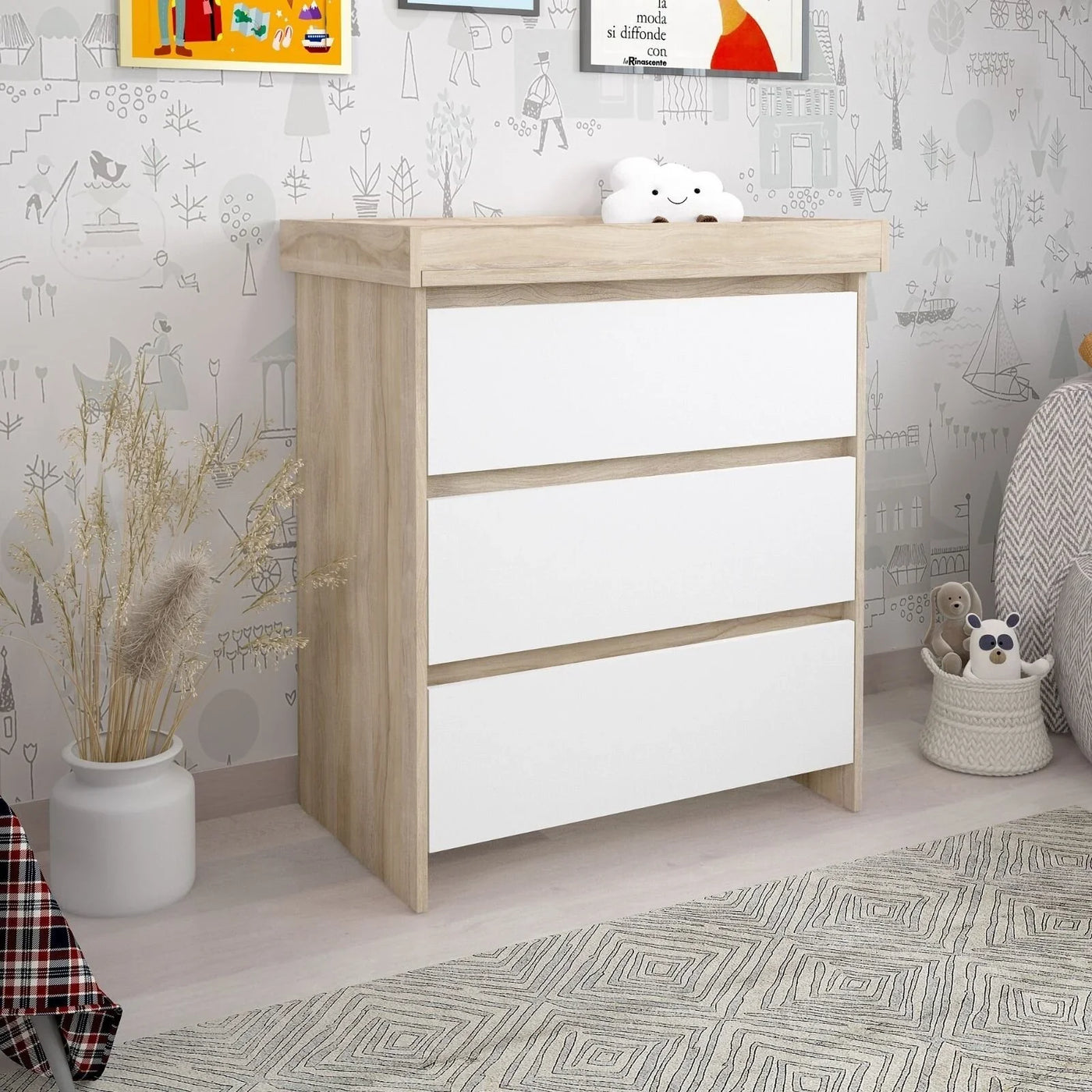 Shefa Kids 880 Baby Changing Unit – Elm & White
