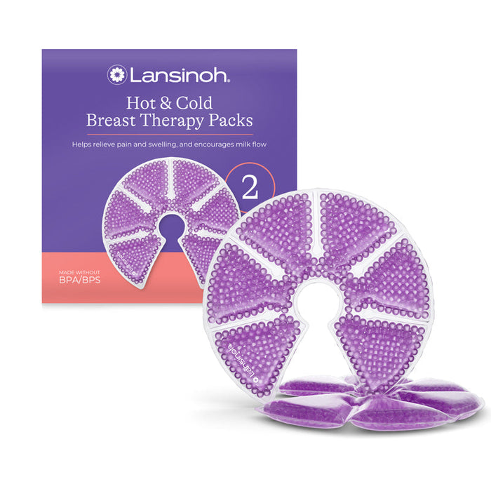 Lansinoh Thera°Pearl 3-in-1 hot or cold breast therapy pads, purple 2-pack