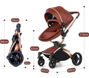 High Landscape Baby Stroller 360-degree Rotation 3-in-1 Basket Foldable image 3
