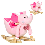 HOMCOM 2-in-1 Elephant Rocking Toy with Wheels – Pink image 1