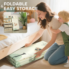AIYAPLAY Double-Sided Foldable Baby Play Mat – Animal Design