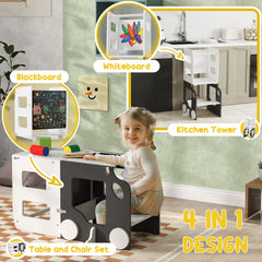AIYAPLAY 4-in-1 Toddler Step Stool with Safety Rail – Grey