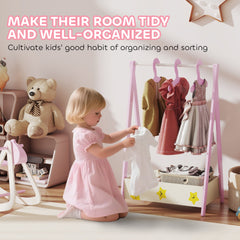AIYAPLAY Children's Clothing Rack with Storage Shelf – Pink