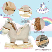 HOMCOM Plush Donkey Rocking Toy with Sound – Grey (18–36 Months) image 5