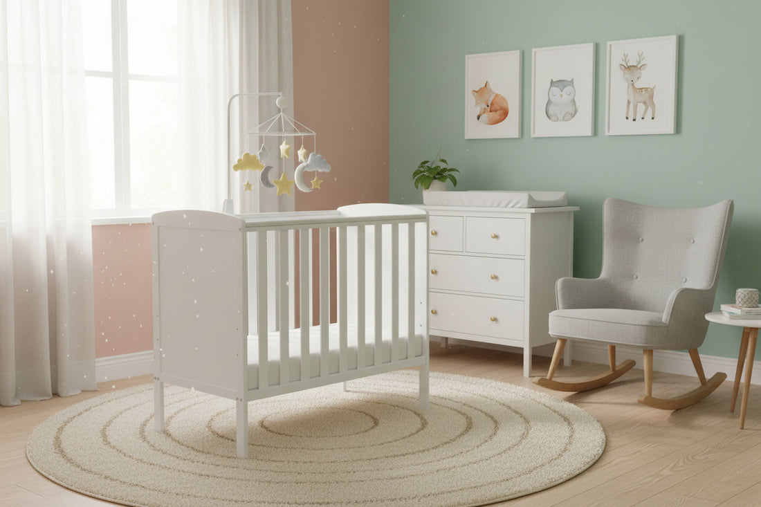 Ickle Bubba Coleby Space Saver Cot White - Premium Sprung Mattress