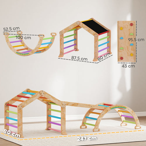 AIYAPLAY 9-in-1 Wooden Toddler Climbing Frame with Slide & Arch