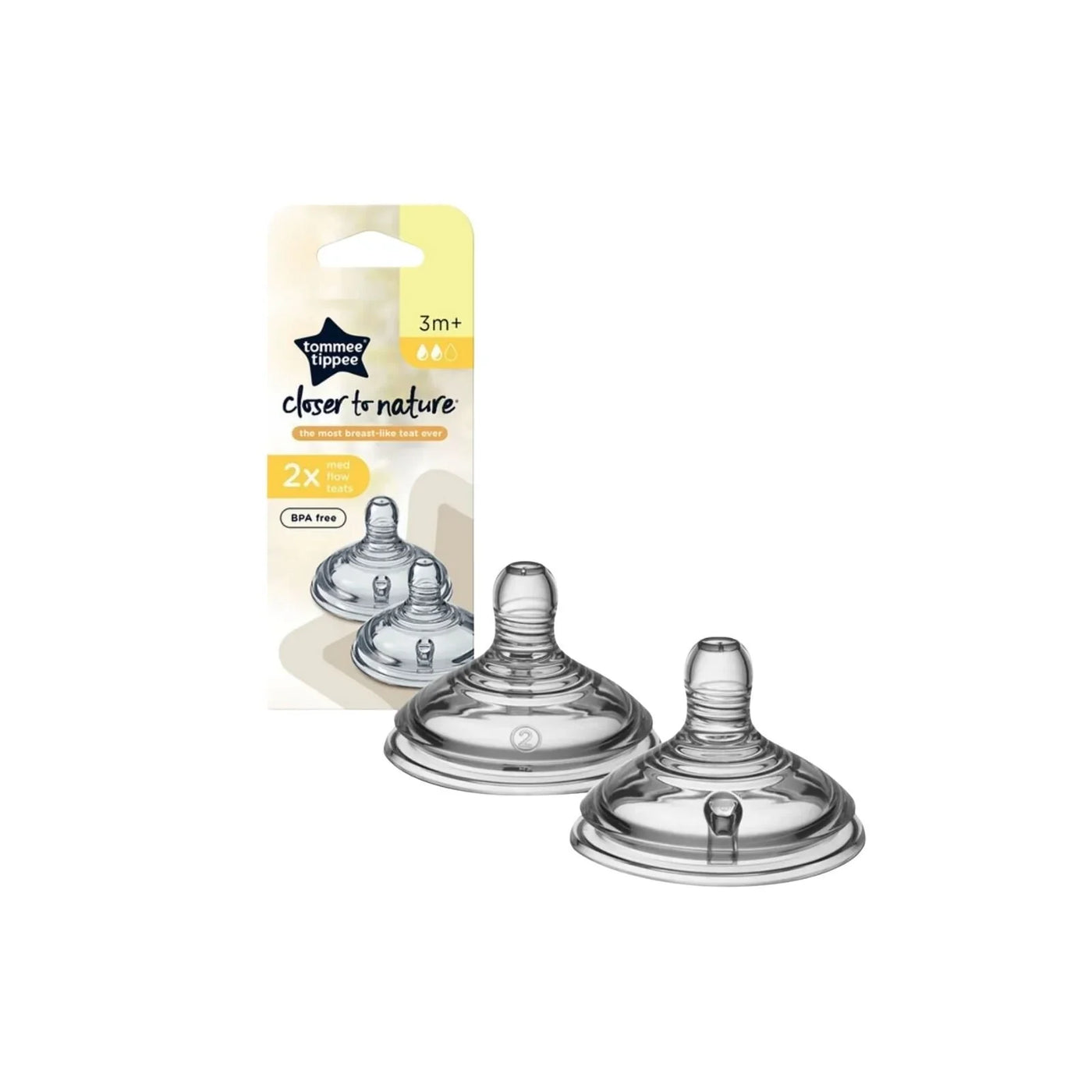 Tommee Tippee Closer to Nature Medium Flow Teats 3+ Months – Pack of 2