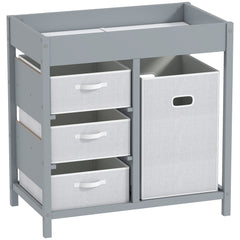 AIYAPLAY Baby Changing Unit with 4 Storage Drawers & Changing Mat – Grey