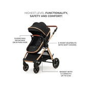Kinderkraft Esme Pro 3-in-1 Travel System with Mink Pro Car Seat - Pure Black image 13