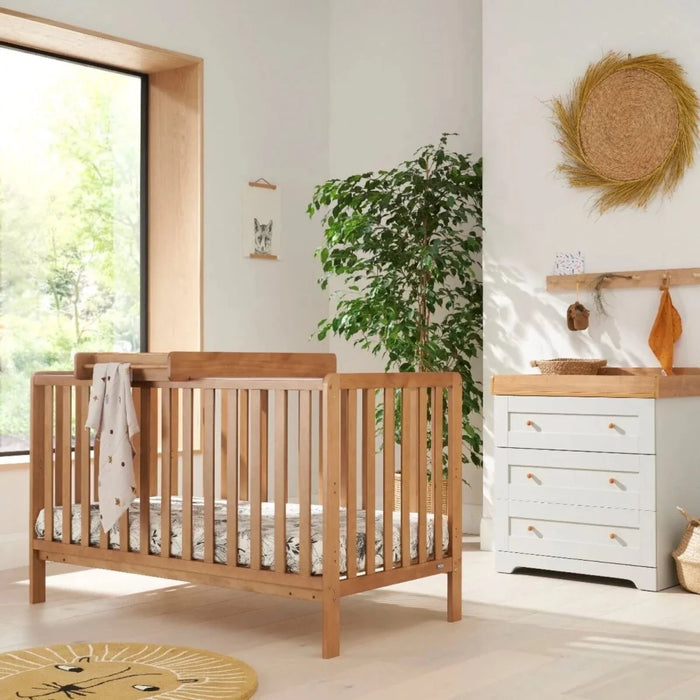 Tutti Bambini Malmo Cot Bed & Rio 2-Piece Furniture Set – Dove Grey & Honey Oak