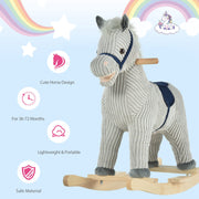 HOMCOM Plush Rocking Horse with Sound – Grey (3–6 Years) image 7