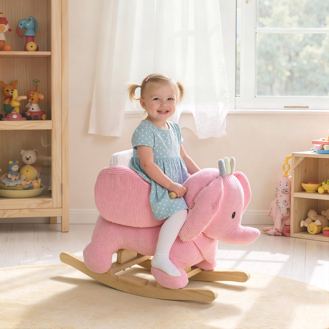 AIYAPLAY Elephant Rocking Toy with Sound – Pink (18–36 Months)