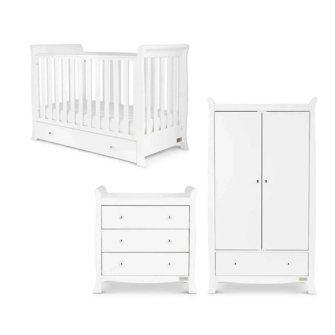 Ickle Bubba Snowdon 4 in 1 Mini 3 Piece Furniture Set White - Premium Sprung Mattress