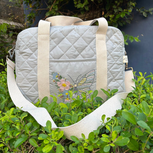 Hand Embroidered Butterfly Flutter Nappy Bag