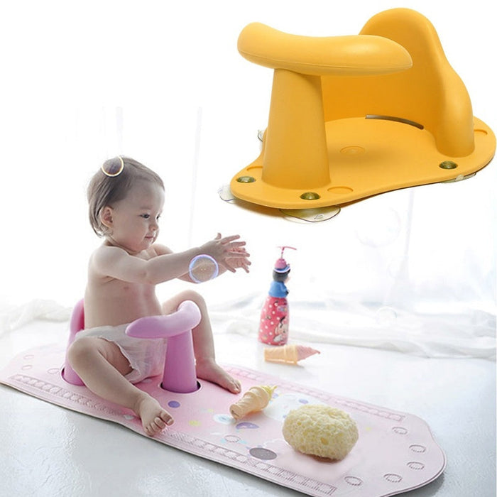 Anti-slip baby bath tub ring seat in golden yellow with padded inner support