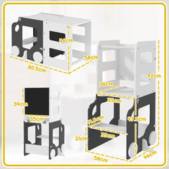 AIYAPLAY 4-in-1 Toddler Step Stool with Safety Rail – Grey