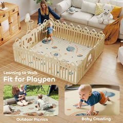 AIYAPLAY Double-Sided Foldable Baby Play Mat – Astronaut & Planet Design