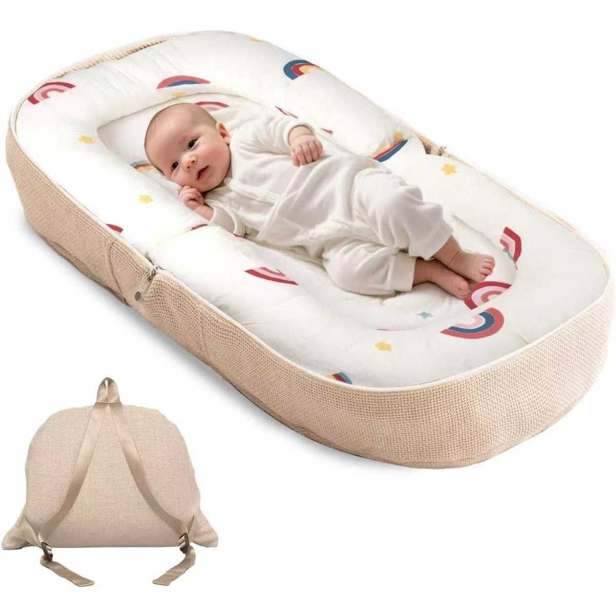 Baby Lounger 0-12 Months Foldable Infant Nest Memory Foam Backpack Travel