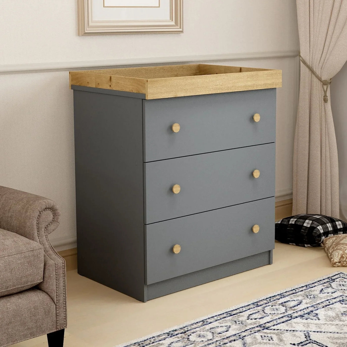 Shefa Kids 888 Changing Dresser – Graphite & Cremona Oak