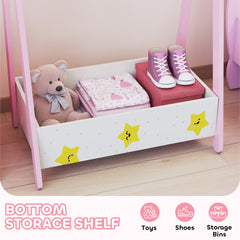 AIYAPLAY Children's Clothing Rack with Storage Shelf – Pink