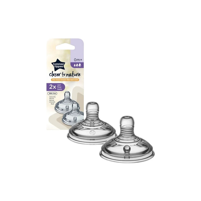 Tommee Tippee Closer to Nature Vari Flow Teats 0+ Months – Pack of 2