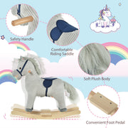 HOMCOM Plush Rocking Horse with Sound – Grey (3–6 Years) image 4