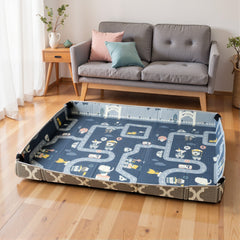 AIYAPLAY Foldable Baby Play Mat & Playpen – Reversible Traffic & Grey Diamond Design