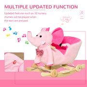 HOMCOM 2-in-1 Elephant Rocking Toy with Wheels – Pink image 4