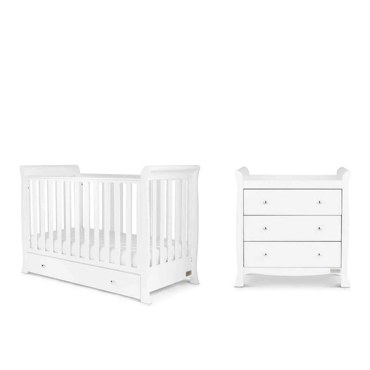 Ickle Bubba Snowdon 4 in 1 Mini 2 Piece Furniture Set White - Fibre Mattress