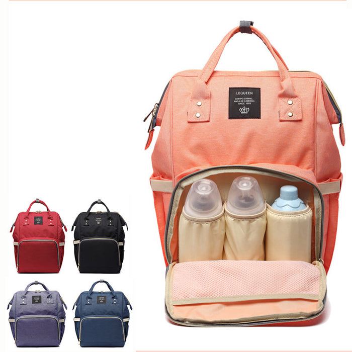 Maternity nappy bag, orange with open top organizer and insulated bottle pockets