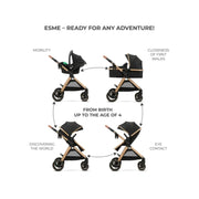 Kinderkraft Esme Pro 3-in-1 Travel System with Mink Pro Car Seat - Pure Black image 8