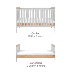 Tutti Bambini Rio Cot Bed with Cot Top Changer & Mattress - Dove Grey/Honey Oak