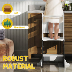 AIYAPLAY 4-in-1 Toddler Step Stool with Safety Rail – Grey