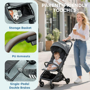 AIYAPLAY Lightweight Foldable Baby Stroller – Dark Grey image 5