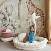 MINICAMP Large Round Nest Play Mat & Kids Lounger in Ecru image 4