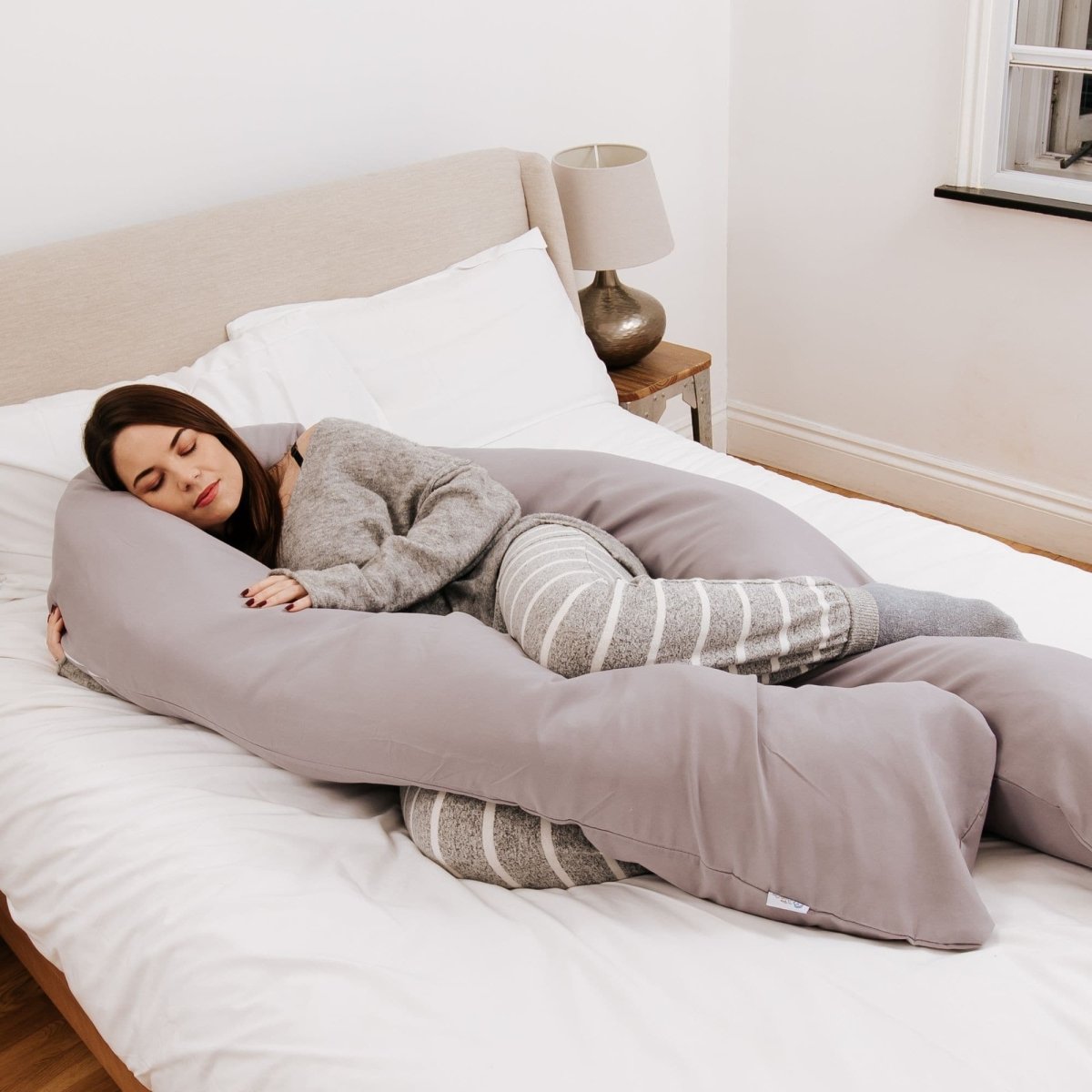 9 Ft Full Body Support Pillow with Removable Gray Cover